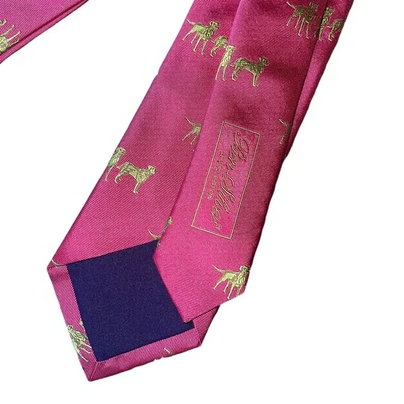 Ben Silver Charleston Silk Woven Lab Motif Tie in Magenta